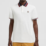 STRIPED COLLAR COTTON PIQUET POLO SHIRT