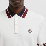 STRIPED COLLAR COTTON PIQUET POLO SHIRT