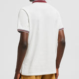 STRIPED COLLAR COTTON PIQUET POLO SHIRT