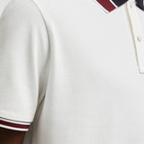 STRIPED COLLAR COTTON PIQUET POLO SHIRT