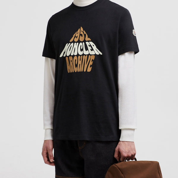 FLOCKED MOUNTAIN LOGO COTTON T-SHIRT