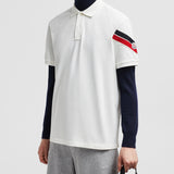 TRICOLOUR-TRIMMED COTTON PIQUET T-SHIRT