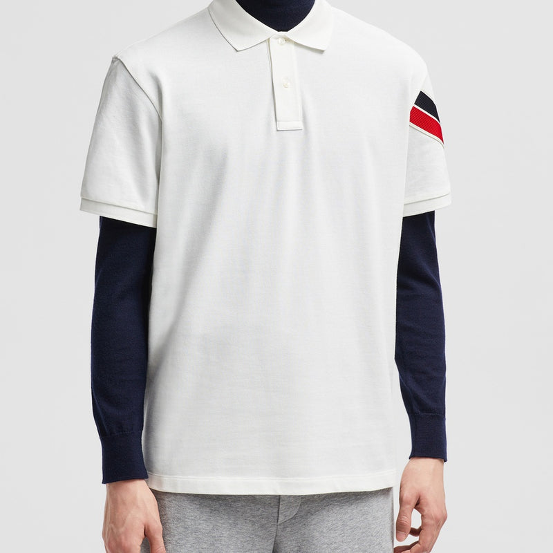 TRICOLOUR-TRIMMED COTTON PIQUET T-SHIRT