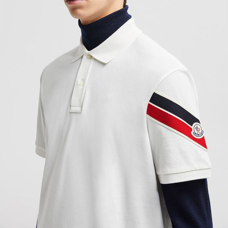 TRICOLOUR-TRIMMED COTTON PIQUET T-SHIRT