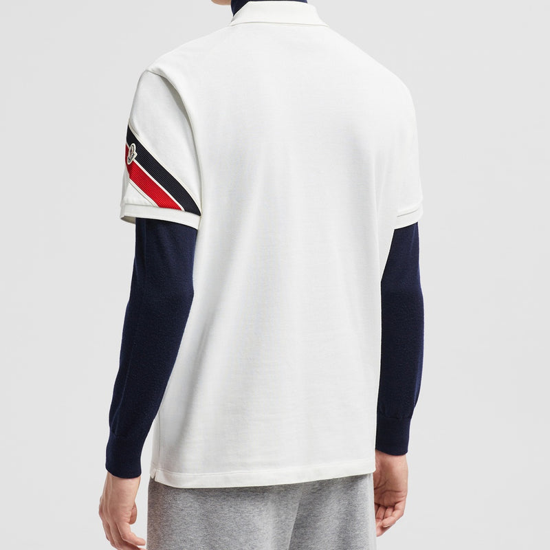 TRICOLOUR-TRIMMED COTTON PIQUET T-SHIRT