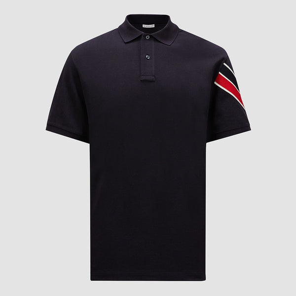 TRICOLOUR-TRIMMED COTTON PIQUET T-SHIRT