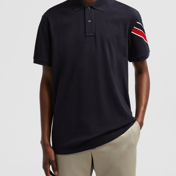 TRICOLOUR-TRIMMED COTTON PIQUET T-SHIRT
