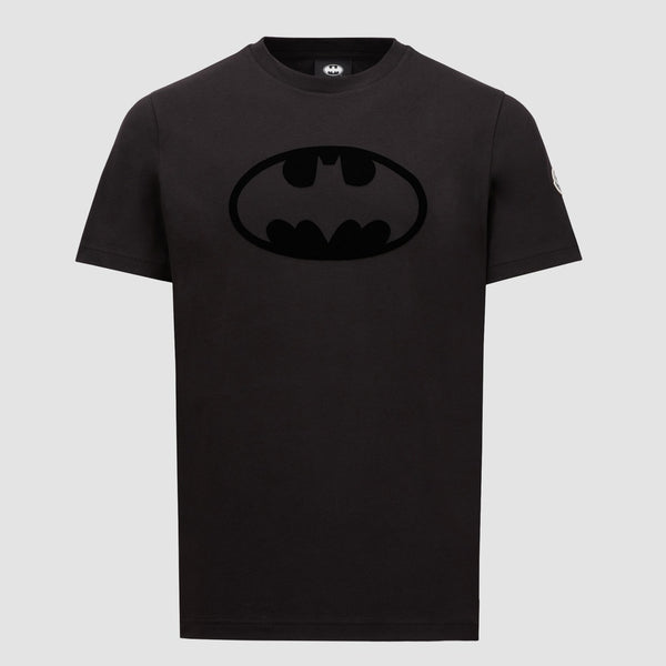 FLOCKED BATMAN LOGO COTTON T-SHIRT
