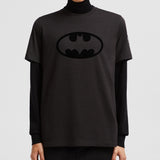 FLOCKED BATMAN LOGO COTTON T-SHIRT