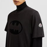 FLOCKED BATMAN LOGO COTTON T-SHIRT