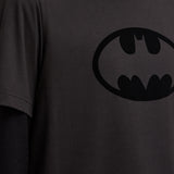 FLOCKED BATMAN LOGO COTTON T-SHIRT