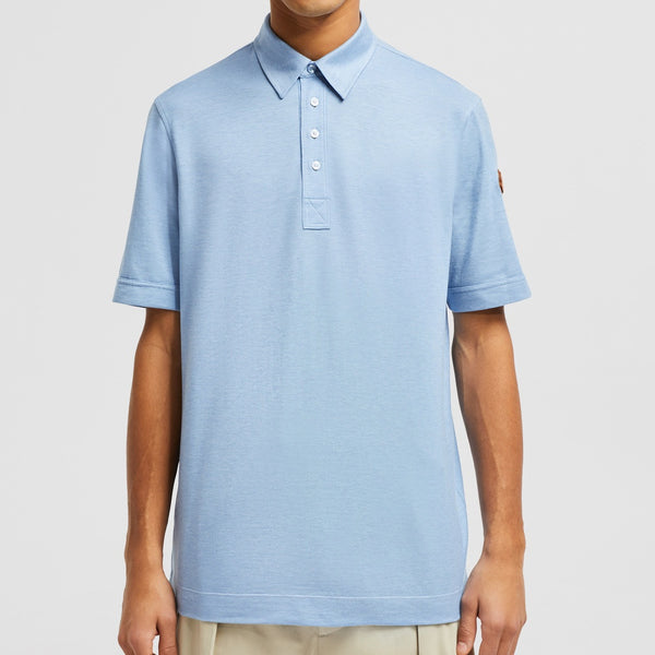 DOUBLE LEATHER LOGO COTTON POLO SHIRT