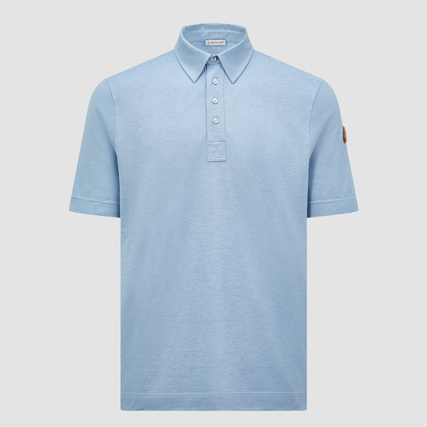 DOUBLE LEATHER LOGO COTTON POLO SHIRT