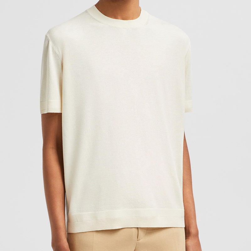 SILK & COTTON KNIT T-SHIRT