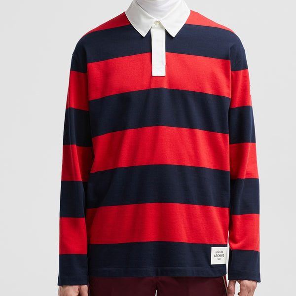 STRIPED LONG SLEEVE COTTON POLO SHIRT