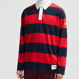 STRIPED LONG SLEEVE COTTON POLO SHIRT