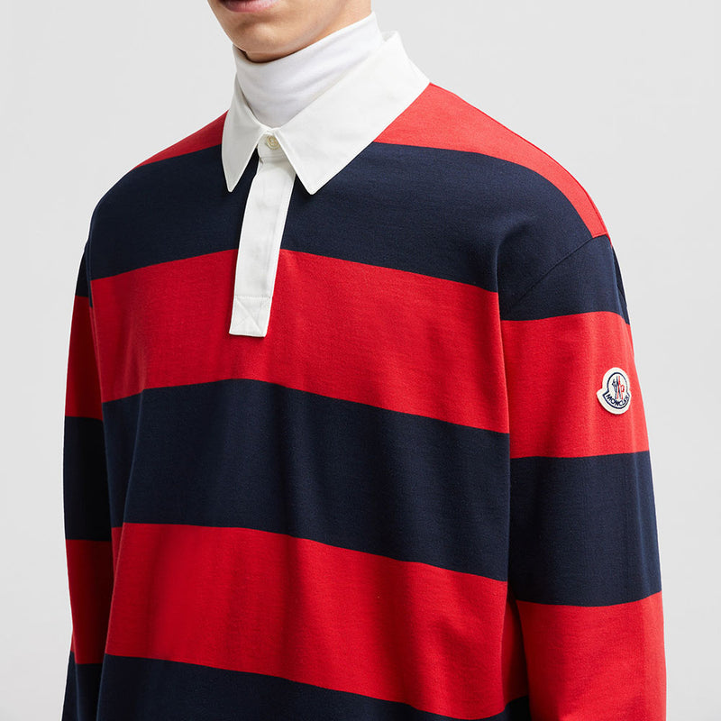 STRIPED LONG SLEEVE COTTON POLO SHIRT