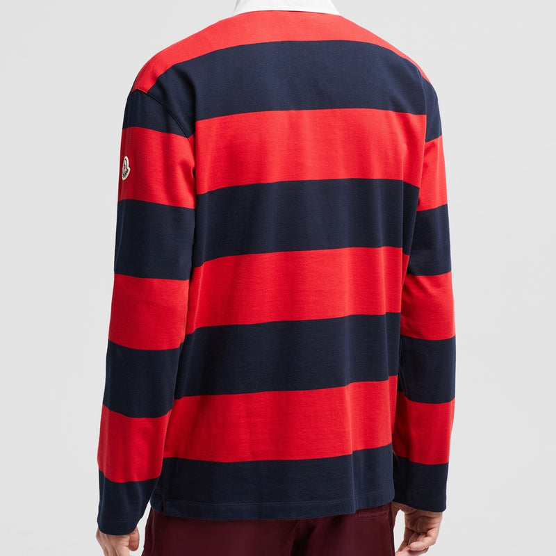 STRIPED LONG SLEEVE COTTON POLO SHIRT