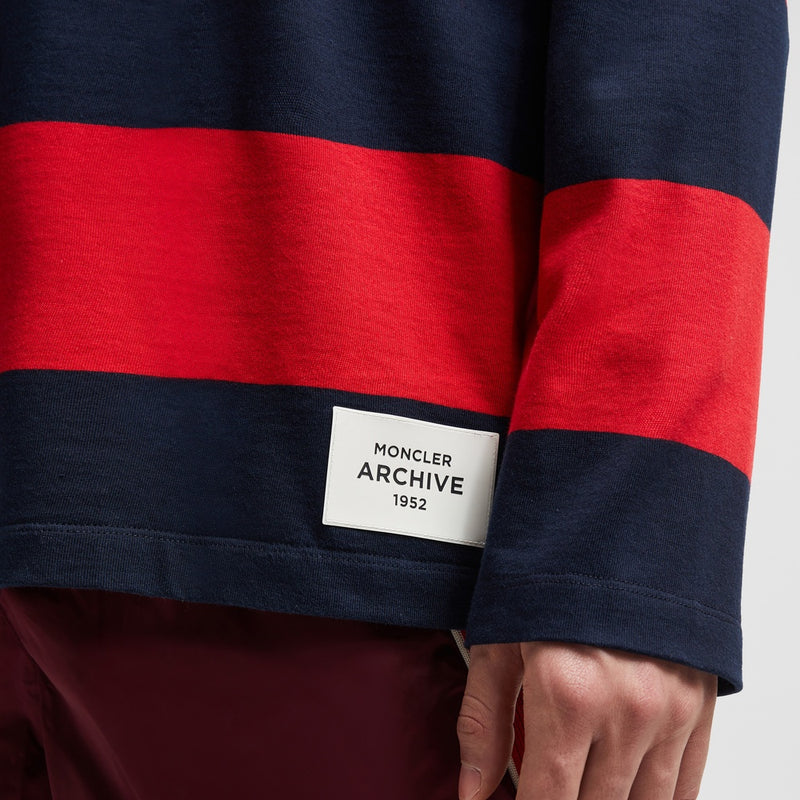 STRIPED LONG SLEEVE COTTON POLO SHIRT