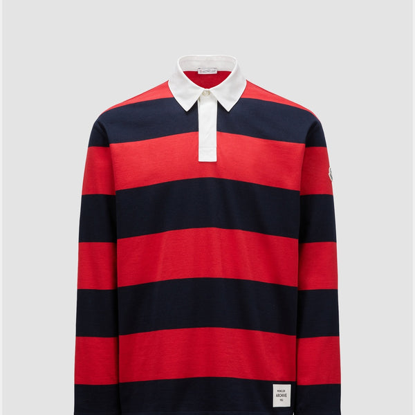STRIPED LONG SLEEVE COTTON POLO SHIRT
