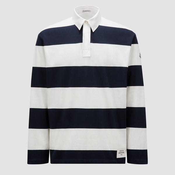 STRIPED LONG SLEEVE COTTON POLO SHIRT