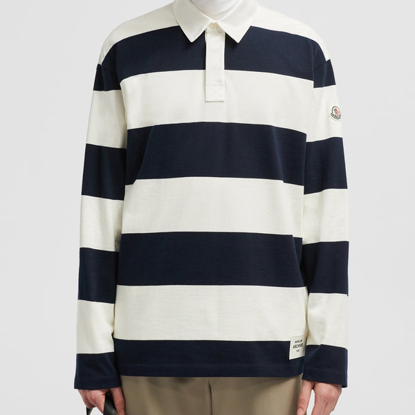 STRIPED LONG SLEEVE COTTON POLO SHIRT