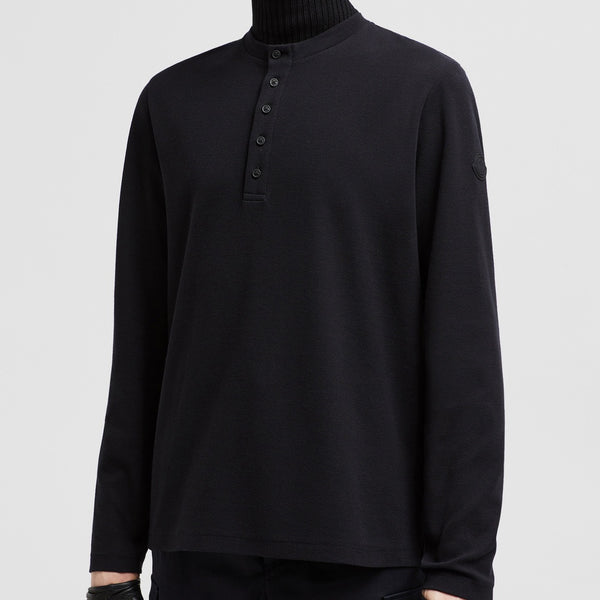 BUTTON-UP LONG SLEEVE COTTON T-SHIRT