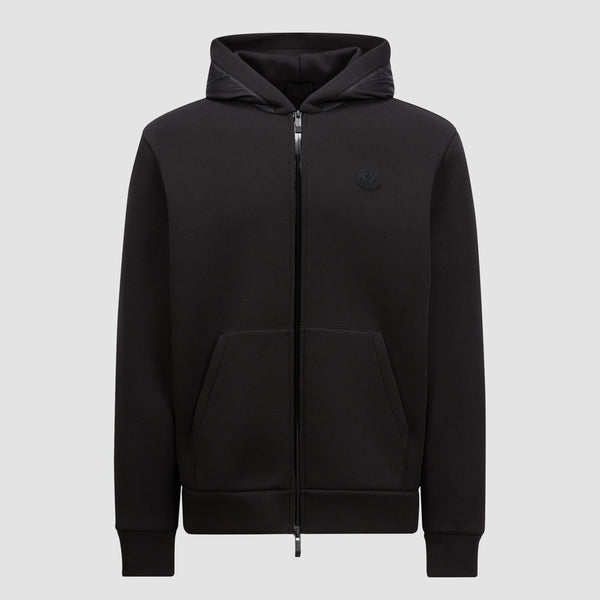 COTTON & NEOPRENE ZIP-UP HOODIE