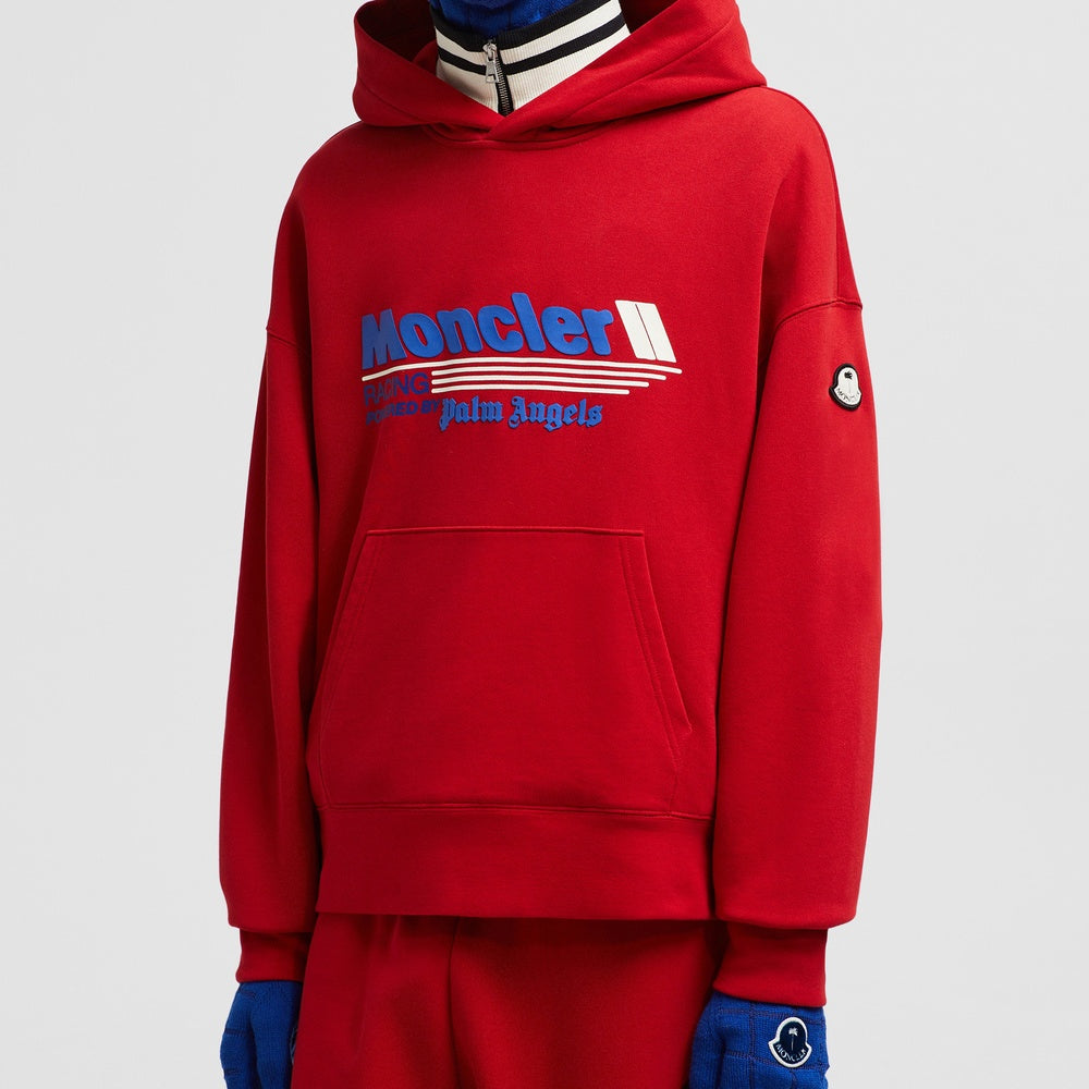 MONCLER MONCLER X PALM ANGELS RACING LOGO COTTON HOODIE