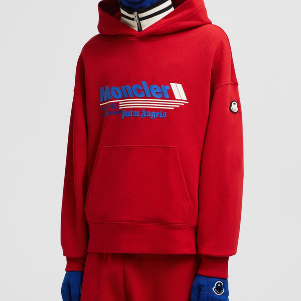 MONCLER X PALM ANGELS RACING LOGO COTTON HOODIE