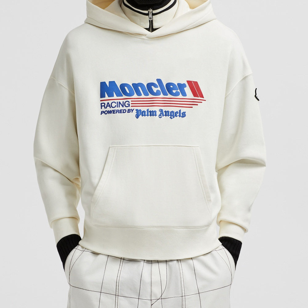 MONCLER MONCLER X PALM ANGELS RACING LOGO COTTON HOODIE