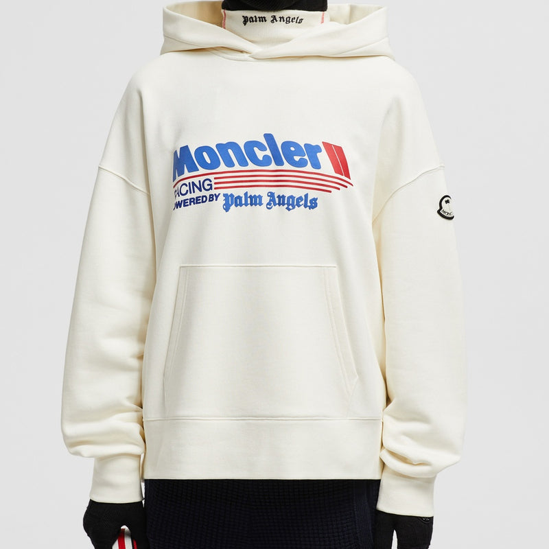 MONCLER X PALM ANGELS RACING LOGO COTTON HOODIE