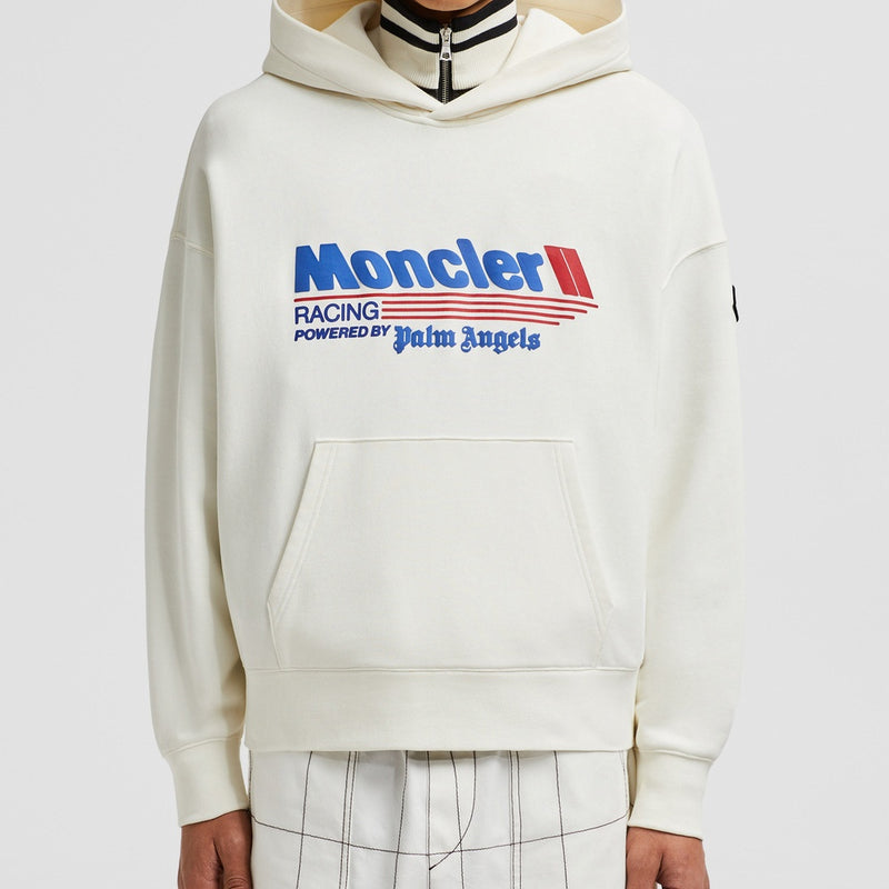 MONCLER X PALM ANGELS RACING LOGO COTTON HOODIE