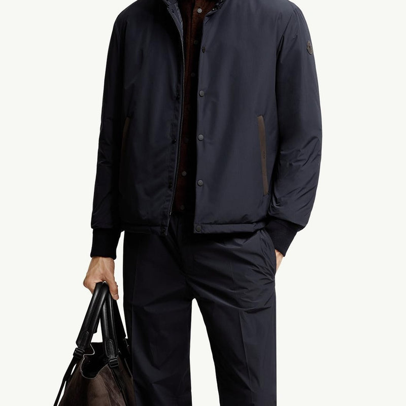 Lanques Leather-Trimmed Short Down Jacket