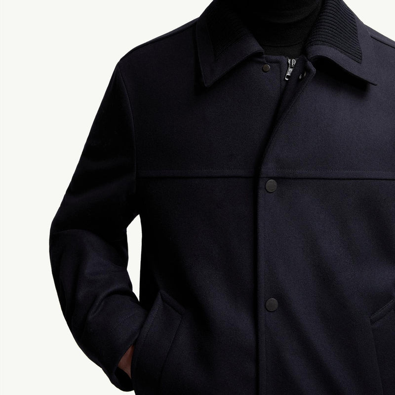 Emilion Wool Blend Hooded Short Down Jacket