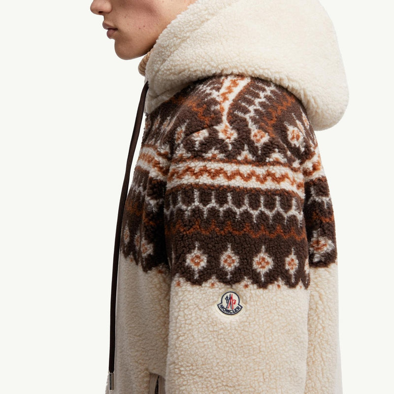 Geometric Jacquard Wool Blend Hoodie