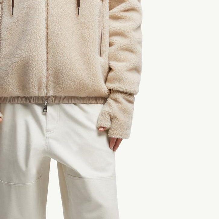 Geometric Jacquard Wool Blend Hoodie