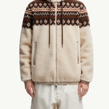 Geometric Jacquard Wool Blend Hoodie