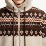 Geometric Jacquard Wool Blend Hoodie