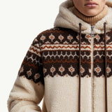 Geometric Jacquard Wool Blend Hoodie