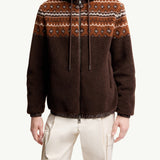 Geometric Jacquard Wool Blend Hoodie