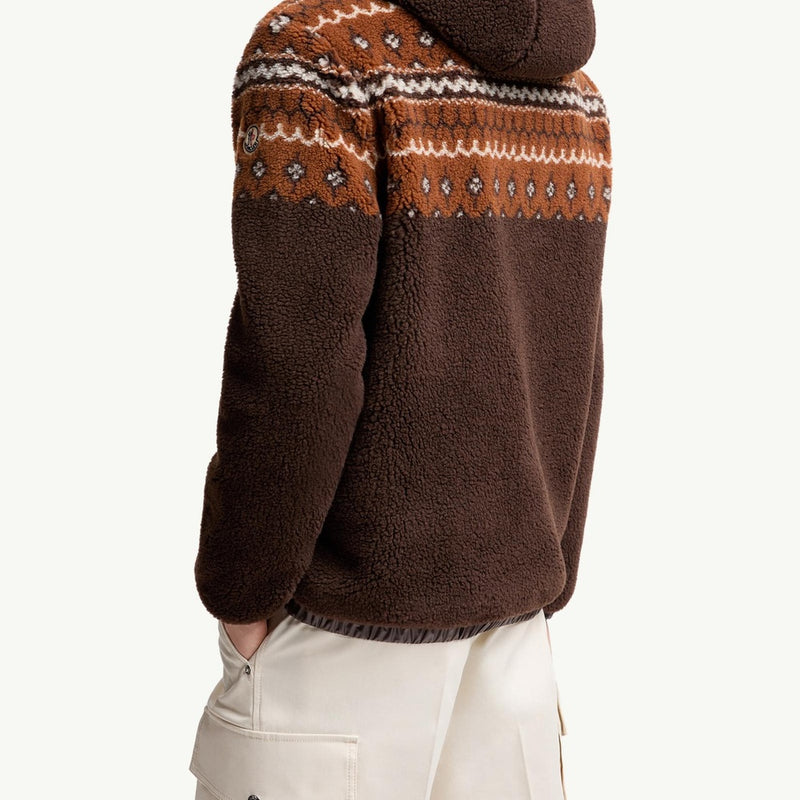 Geometric Jacquard Wool Blend Hoodie