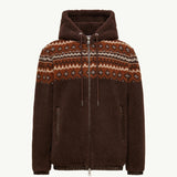 Geometric Jacquard Wool Blend Hoodie