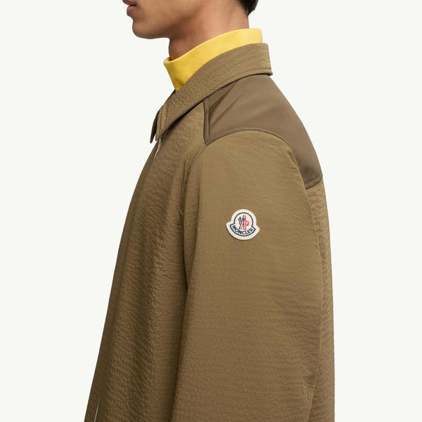 Padded Seersucker Zip-Up Shirt