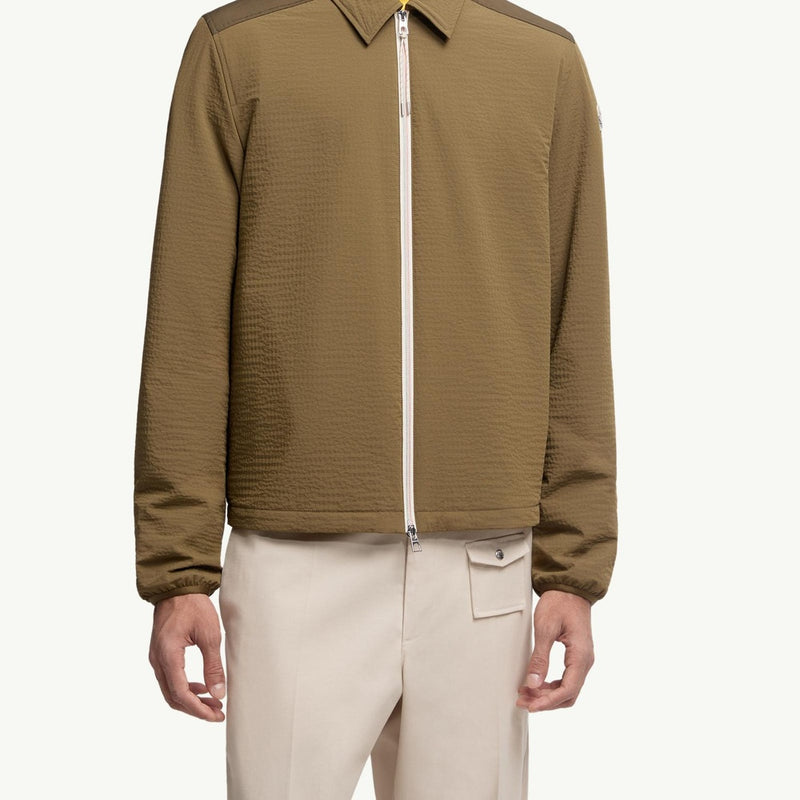 Padded Seersucker Zip-Up Shirt