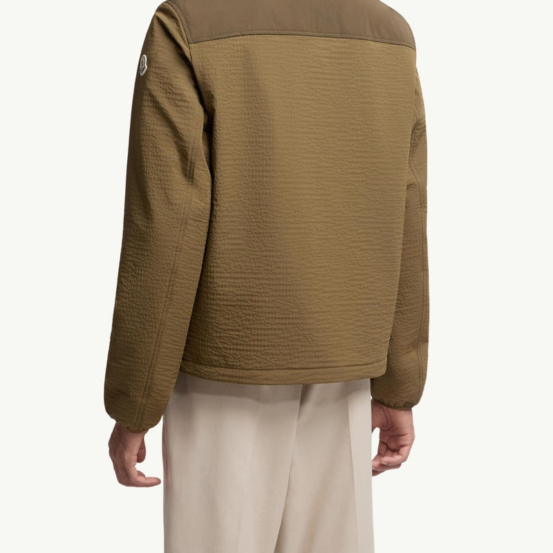 Padded Seersucker Zip-Up Shirt