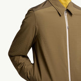 Padded Seersucker Zip-Up Shirt