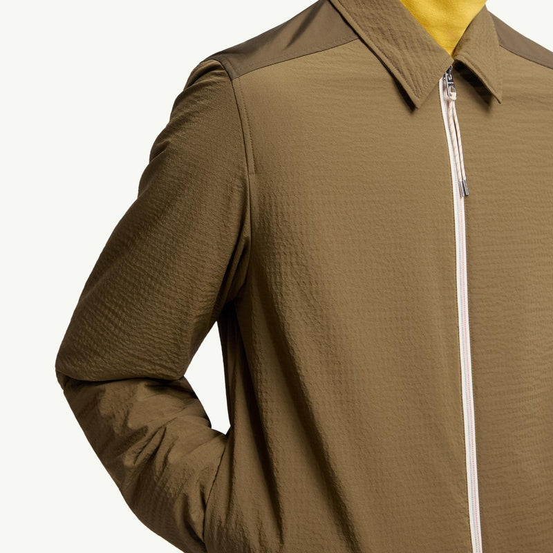 Padded Seersucker Zip-Up Shirt
