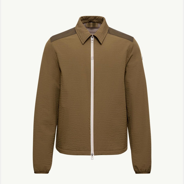 Padded Seersucker Zip-Up Shirt