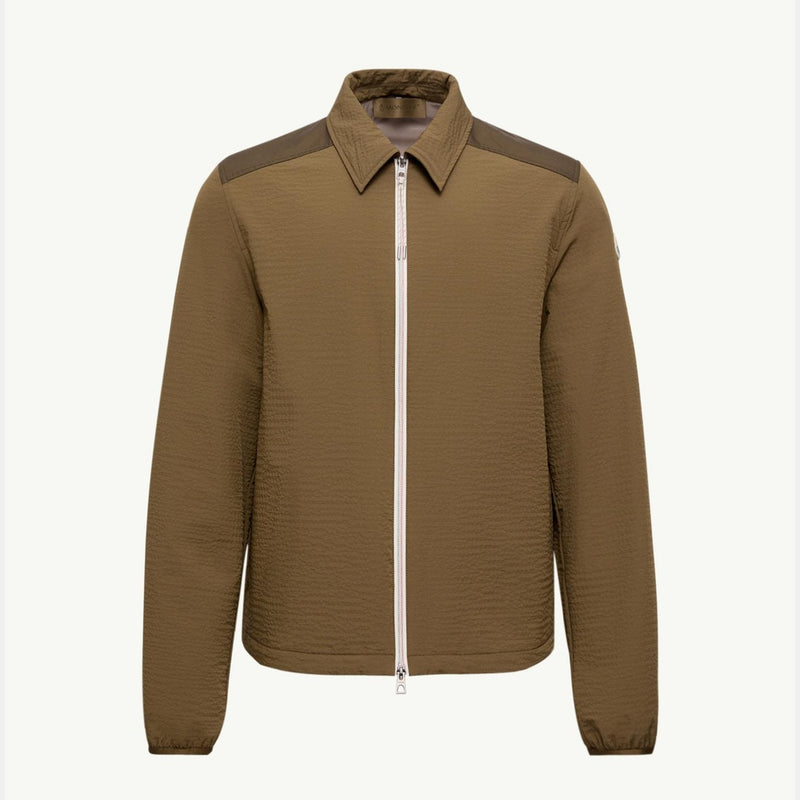 Padded Seersucker Zip-Up Shirt